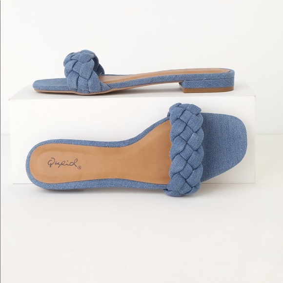 denim slide sandals